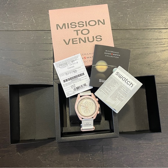 🆕swatch × omega bioceramic moonswatch mission to venus pink watch - Picture 3 of 9